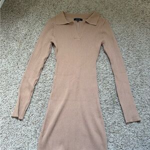 Love Tree Tan Long Sleeve Knit Dress